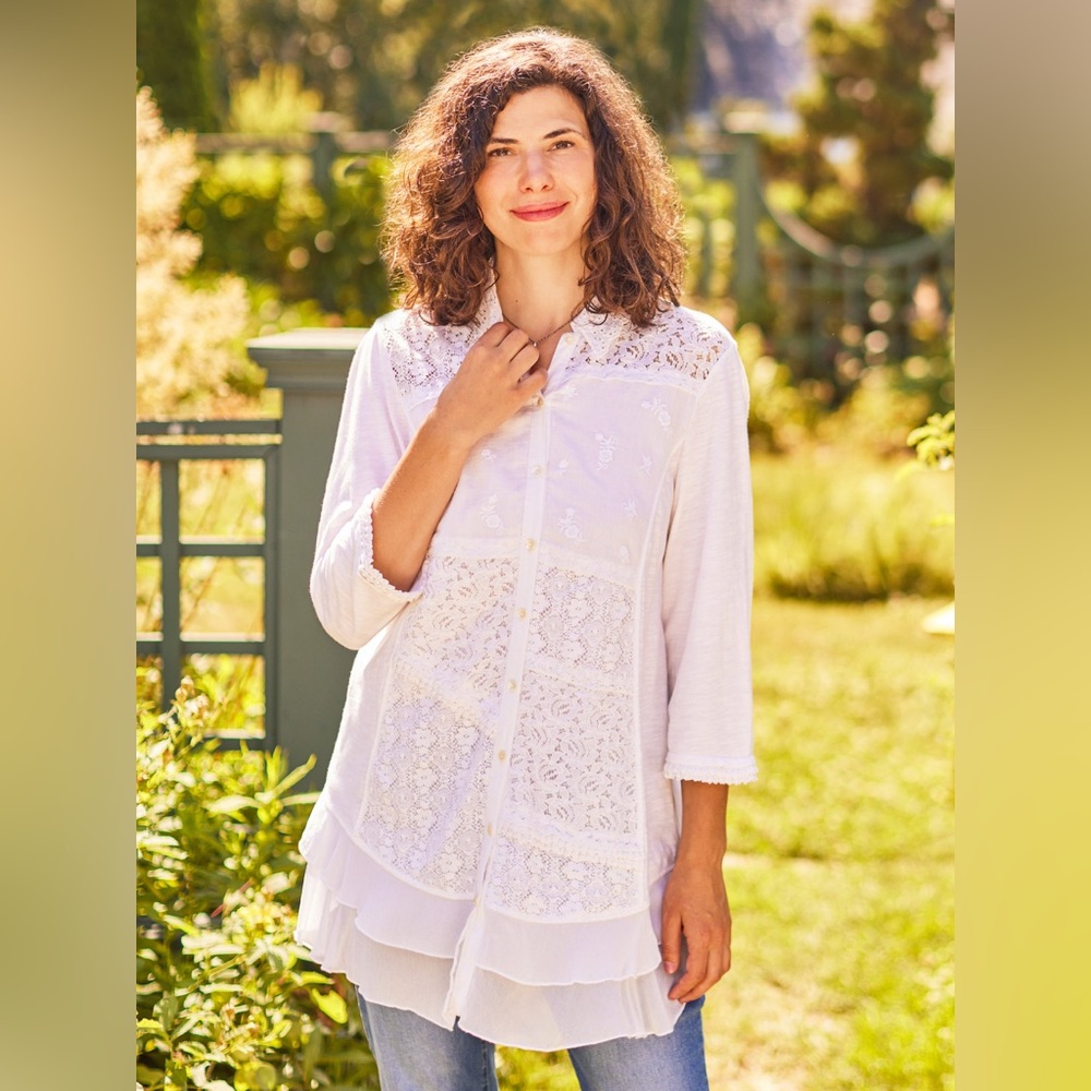 April Cornell Nostalgia Cream Lace Blouse XS